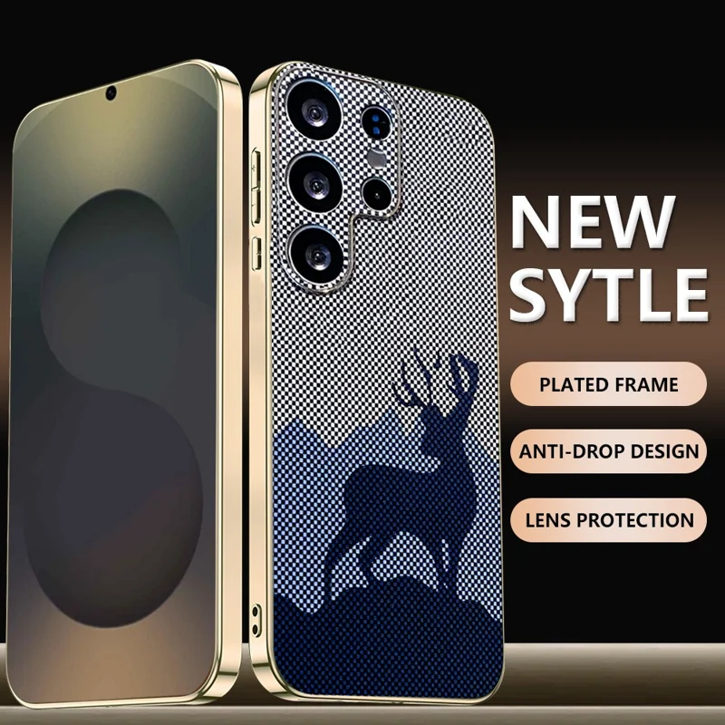 For Samsung Galaxy S26 Ultra Case Lucky Deer PC + TPU Electroplating Phone Cover - Dark Blue