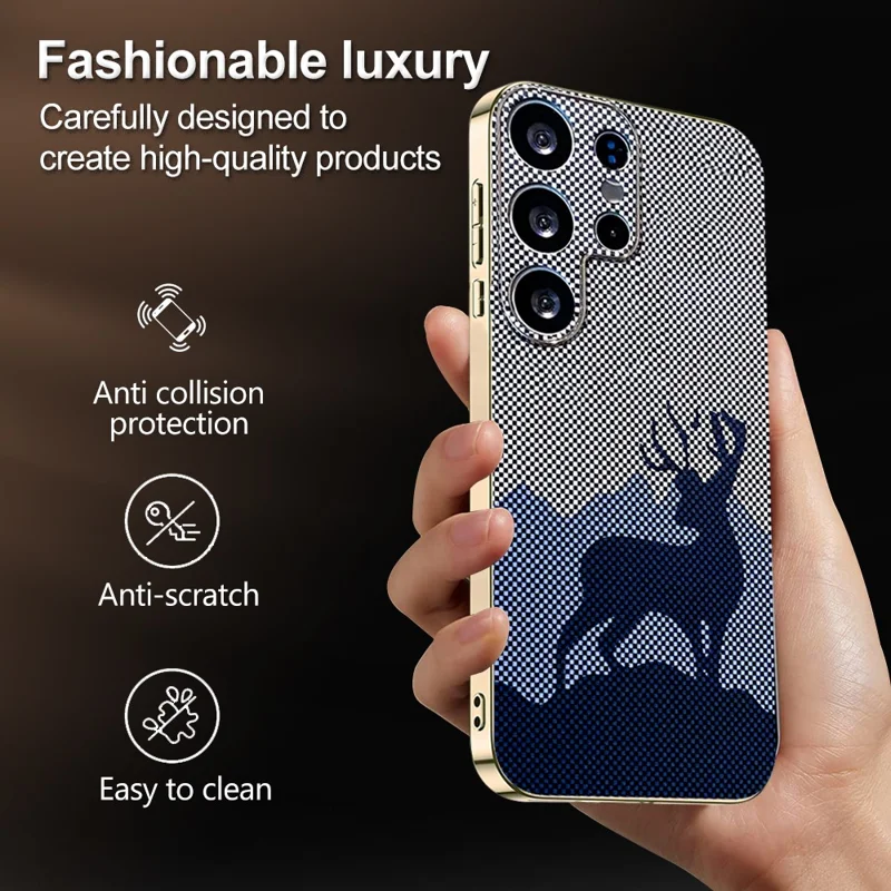 For Samsung Galaxy S26 Ultra Case Lucky Deer PC + TPU Electroplating Phone Cover - Dark Blue