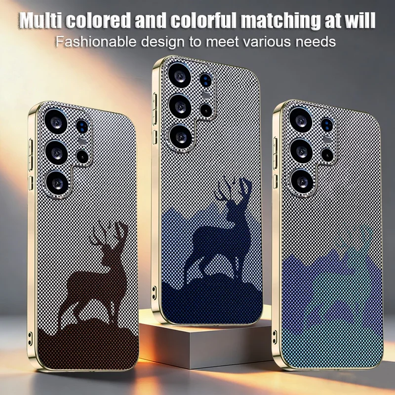 For Samsung Galaxy S25 Ultra Case Lucky Deer PC + TPU Electroplating Phone Cover - Dark Blue