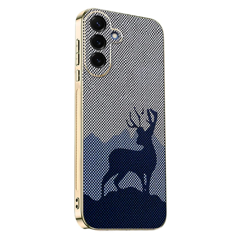 Samsung Galaxy S25 FE-hoesje Gelukkig Hert PC + TPU Elektrolytisch Gegalvaniseerd Telefoonschermpje - Donkerblauw