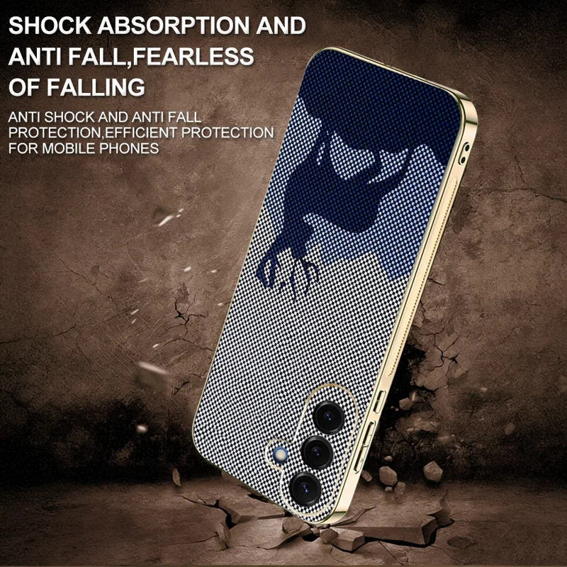 Samsung Galaxy S25 FE-hoesje Gelukkig Hert PC + TPU Elektrolytisch Gegalvaniseerd Telefoonschermpje - Donkerblauw