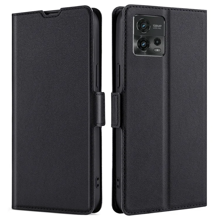 Для Motorola Moto G72 4G слот для карты Дизайн ультратонкий Folio Flip PU кожаная обложка Стенд внутренний TPU Чехол для телефона - Черный