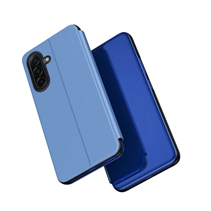 غطاء لهاتف سامسونج جالكسي A37 5G بفتحة عرض وحامل وغطاء قلاب من الجلد - أزرق