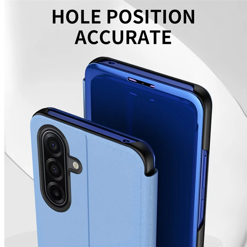 غطاء لهاتف سامسونج جالكسي A37 5G بفتحة عرض وحامل وغطاء قلاب من الجلد - أزرق