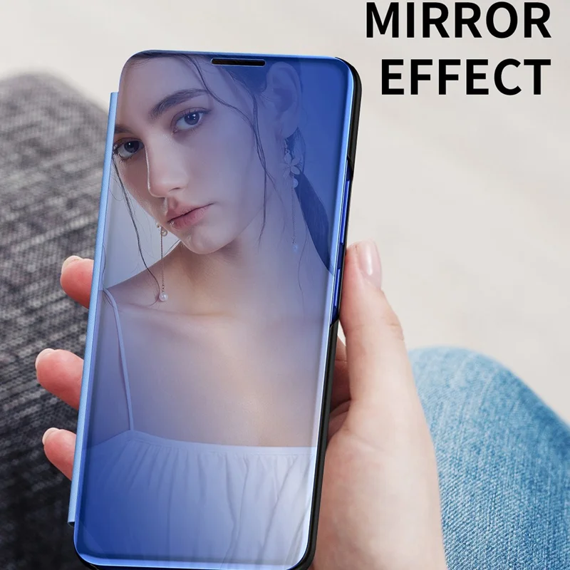 غطاء لهاتف سامسونج جالكسي A37 5G بفتحة عرض وحامل وغطاء قلاب من الجلد - أزرق