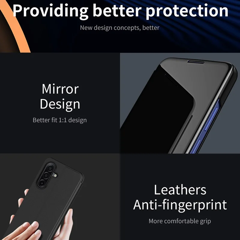 For Samsung Galaxy A57 5G Case View Window Stand Leather Flip Phone Cover - Blue