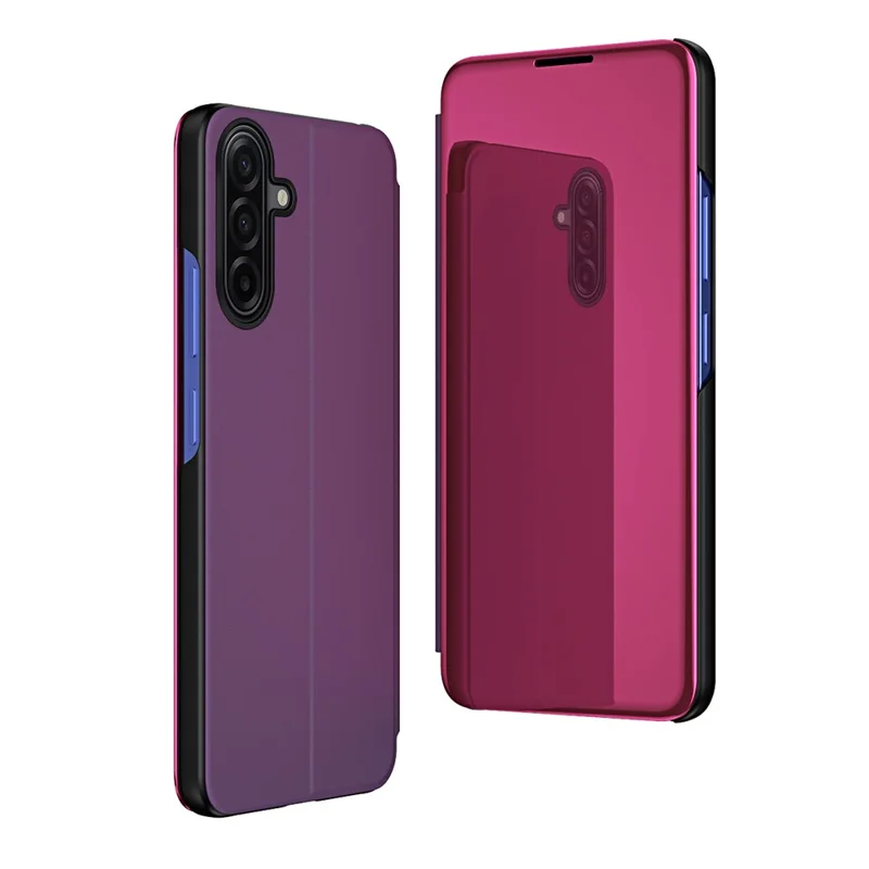 For Samsung Galaxy A57 5G Case View Window Stand Leather Flip Phone Cover - Purple