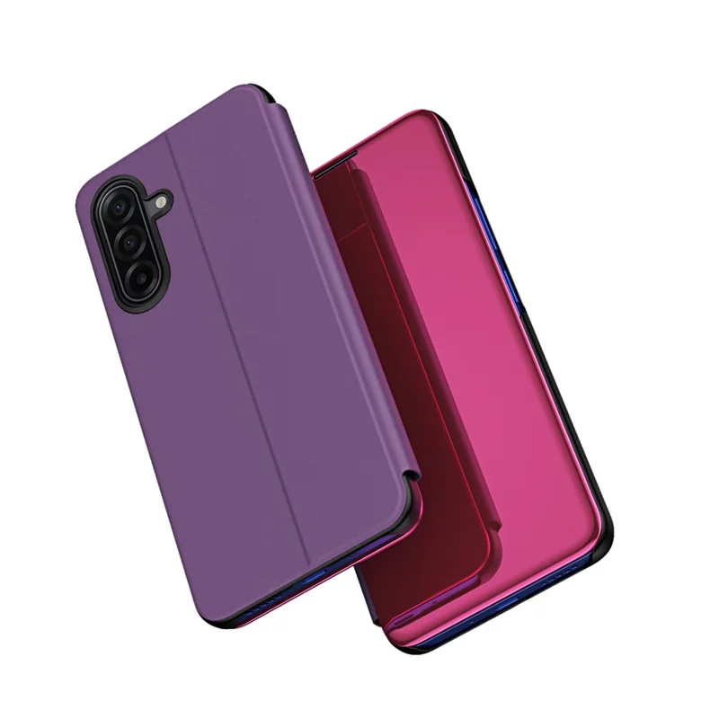 For Samsung Galaxy A57 5G Case View Window Stand Leather Flip Phone Cover - Purple