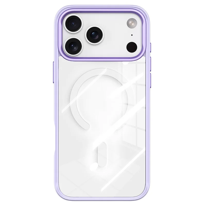 Coque magnétique pour iPhone 17 Pro Max, housse en TPU et PC avec plaque arrière amovible à motif fleurs blanches - Violet