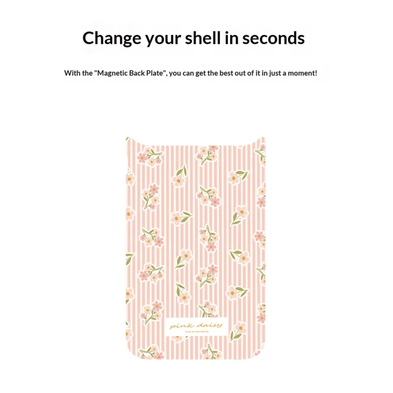 For iPhone 17 Pro Magnetic Case TPU PC Phone Cover with Detachable Vertical Striped Small Floral Backplate - Pink