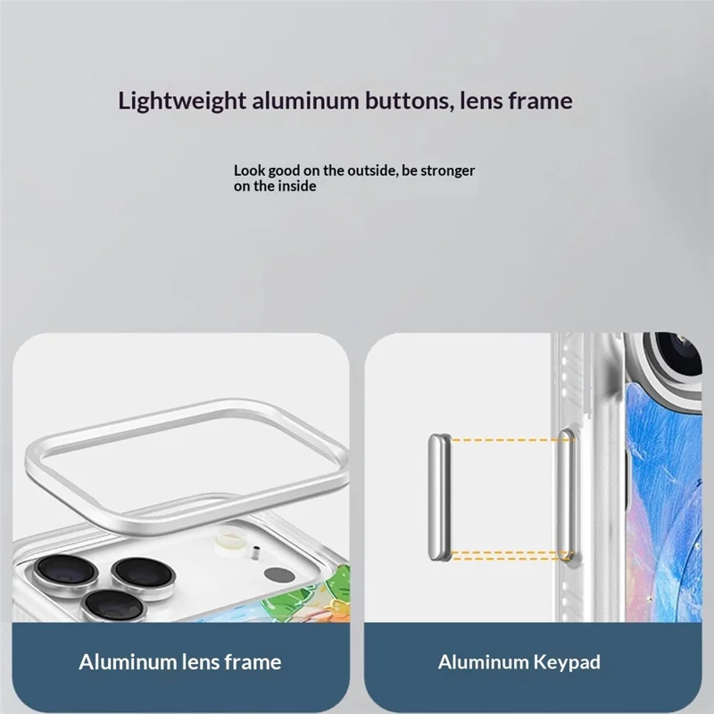 For iPhone 17 Pro Max Magnetic Case TPU PC Phone Cover with Detachable Vertical Striped Small Floral Backplate - Pink