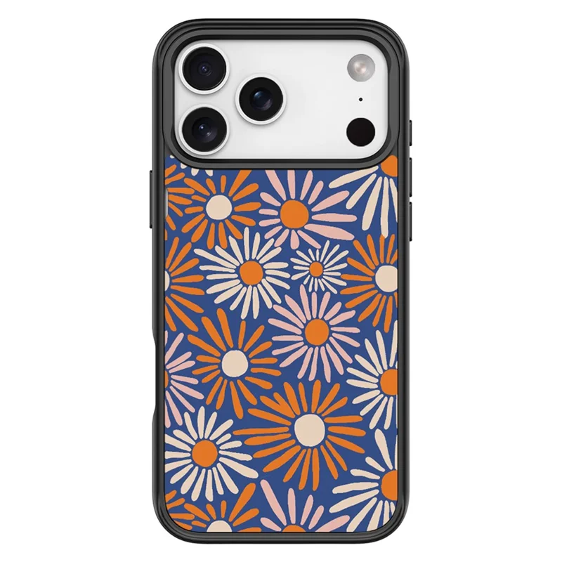 Étui magnétique pour iPhone 17 Pro Max, coque en TPU et PC avec plaque arrière amovible en forme de tournesol - Noir
