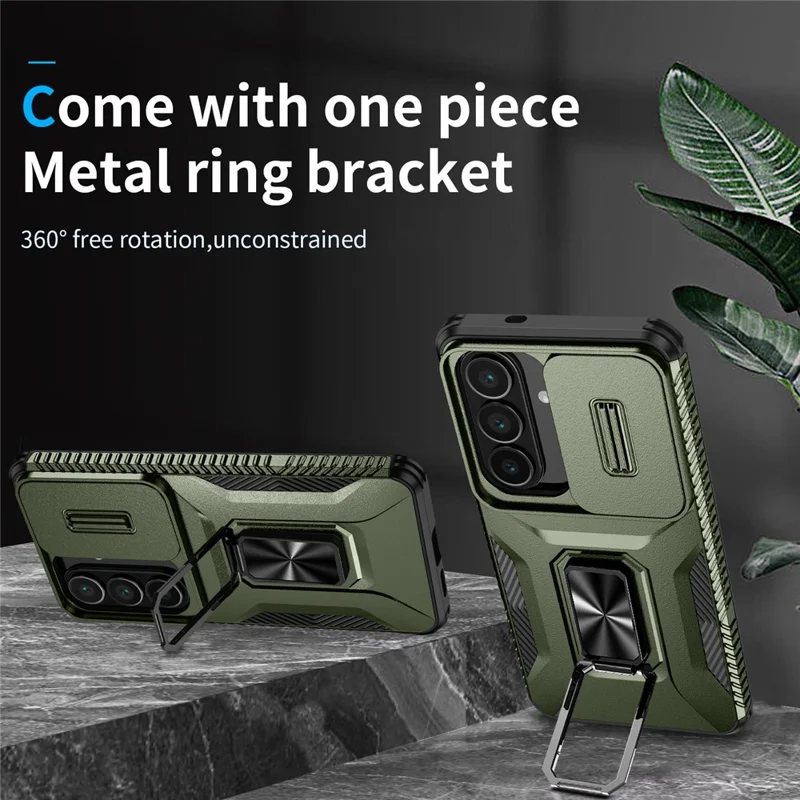 For Samsung Galaxy S26 Case Camshield Kickstand TPU + PC Anti-Slip Phone Cover - Green