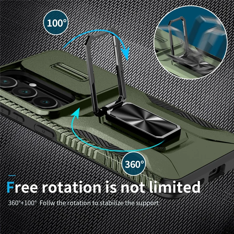 For Samsung Galaxy S26 Case Camshield Kickstand TPU + PC Anti-Slip Phone Cover - Green