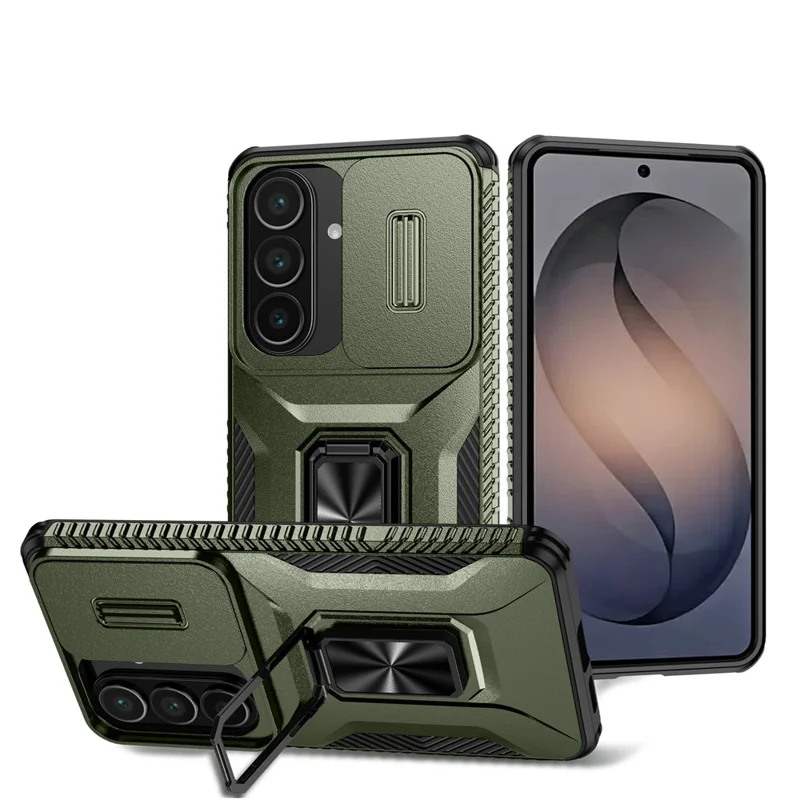Til Samsung Galaxy S26+ Taske Camshield Stand TPU + PC Anti-slip Telefonbeskyttelse - Grøn