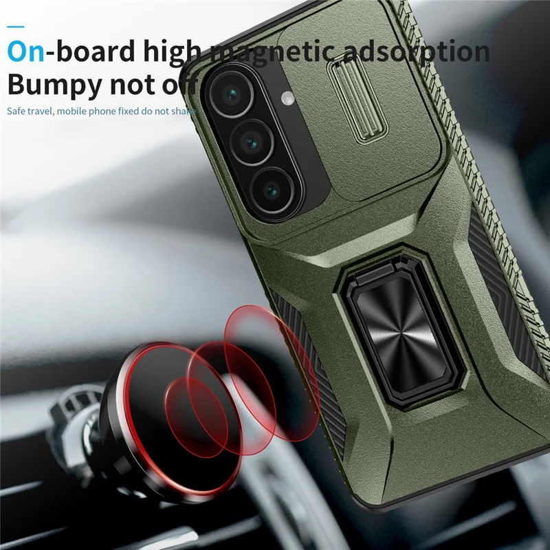 Til Samsung Galaxy S26+ Taske Camshield Stand TPU + PC Anti-slip Telefonbeskyttelse - Grøn