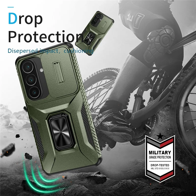 Til Samsung Galaxy S26+ Taske Camshield Stand TPU + PC Anti-slip Telefonbeskyttelse - Grøn