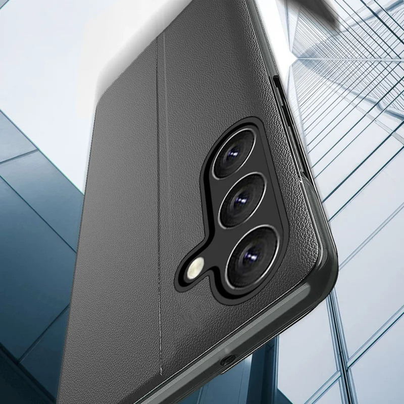 Capa de Telemóvel com Janela de Visualização para Samsung Galaxy A37 5G, Capa de Enrolar em PU com Suporte - Preto