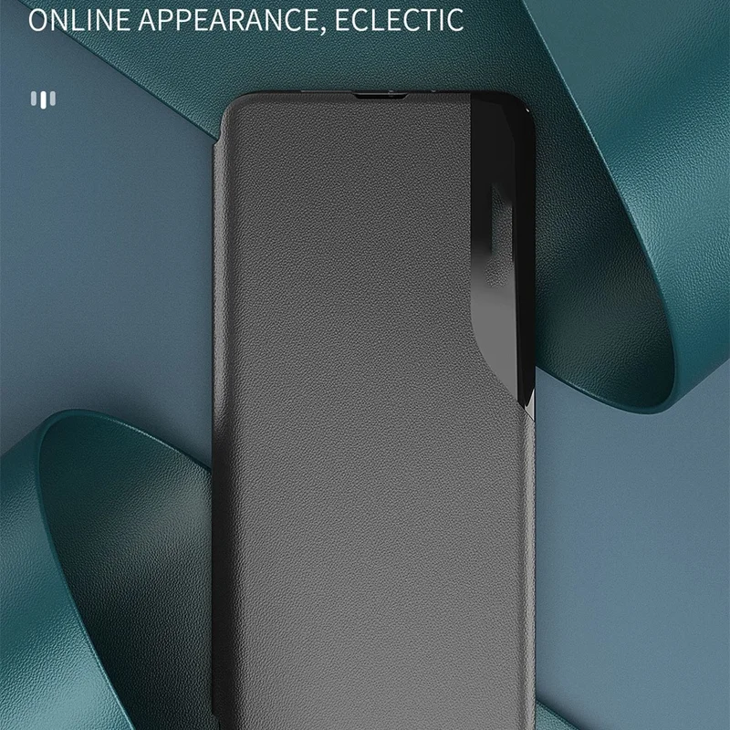 Capa de Telemóvel com Janela de Visualização para Samsung Galaxy A37 5G, Capa de Enrolar em PU com Suporte - Preto