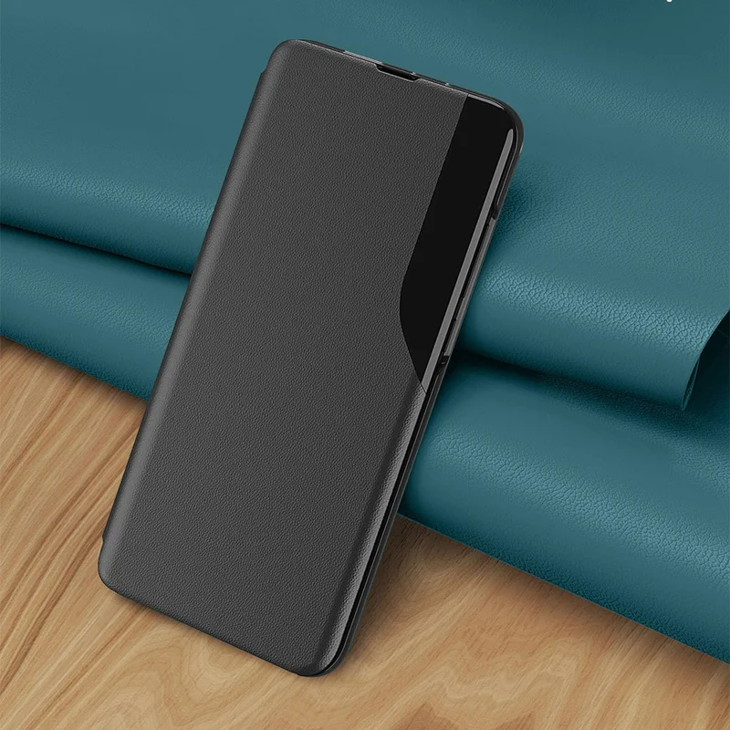 For Samsung Galaxy A57 5G Phone Case View Window Folio Flip PU Leather Stand Cover - Black