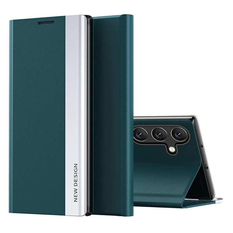 For Samsung Galaxy A57 5G Case Anti-Drop Leather Phone Cover with Stand - Green