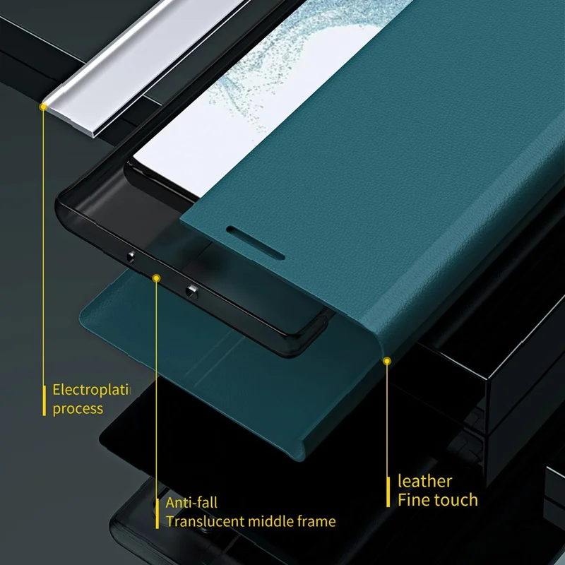 For Samsung Galaxy A57 5G Case Anti-Drop Leather Phone Cover with Stand - Green