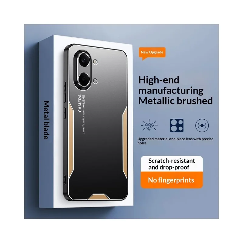 For Xiaomi Redmi Turbo 5 Max 5G Phone Case Aluminium Alloy TPU PC Back Cover - Gold