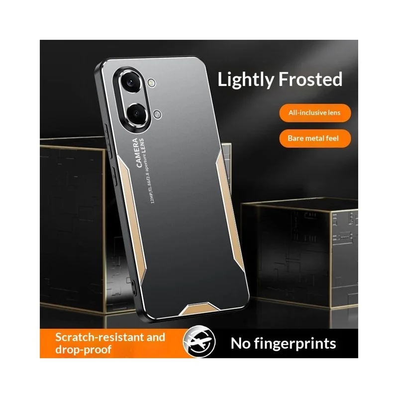 For Xiaomi Redmi Turbo 5 Max 5G Phone Case Aluminium Alloy TPU PC Back Cover - Gold