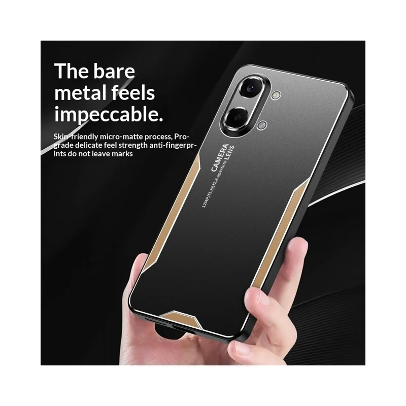 For Xiaomi Redmi Turbo 5 Max 5G Phone Case Aluminium Alloy TPU PC Back Cover - Gold