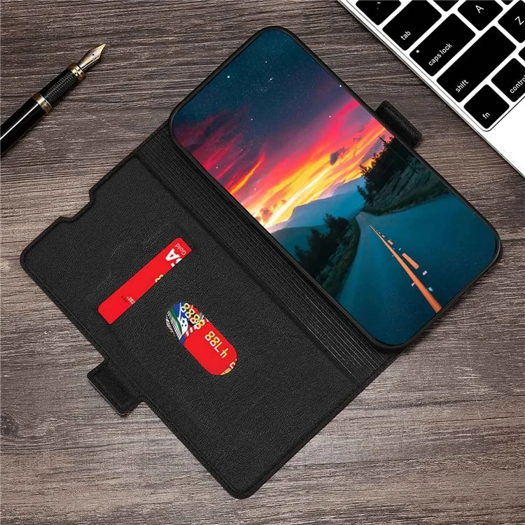 For Xiaomi Redmi Note 12 Pro+ 5G Card Slot Design Ultra-slim Book Style Folio Flip PU Leather Cover Stand Inner TPU Phone Case - Black