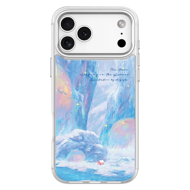 Coque magnétique pour iPhone 17 Pro Max, housse en TPU et PC avec plaque arrière amovible au motif Maison Rouge Glacier - Blanc