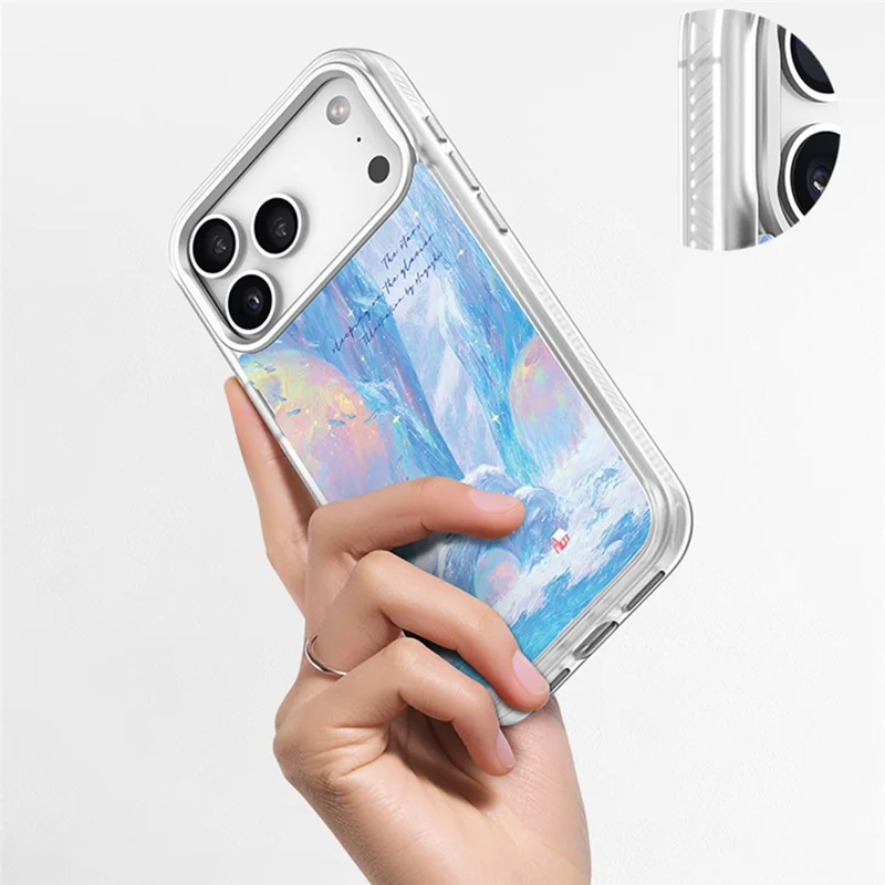 Coque magnétique pour iPhone 17 Pro Max, housse en TPU et PC avec plaque arrière amovible au motif Maison Rouge Glacier - Blanc