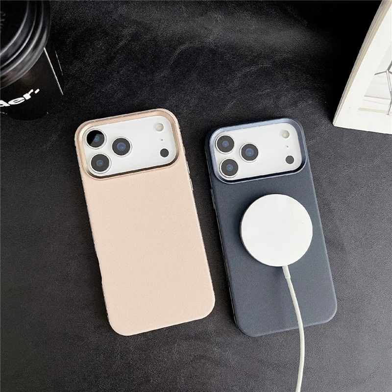 Funda magnetica per iPhone 17 Pro Max in lega di alluminio, pelle PU e TPU, compatibile con MagSafe - Grigio