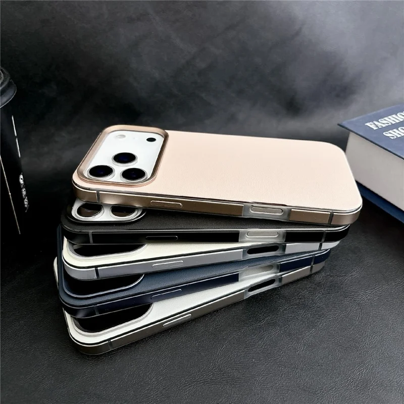 Funda magnetica per iPhone 17 Pro Max in lega di alluminio, pelle PU e TPU, compatibile con MagSafe - Grigio