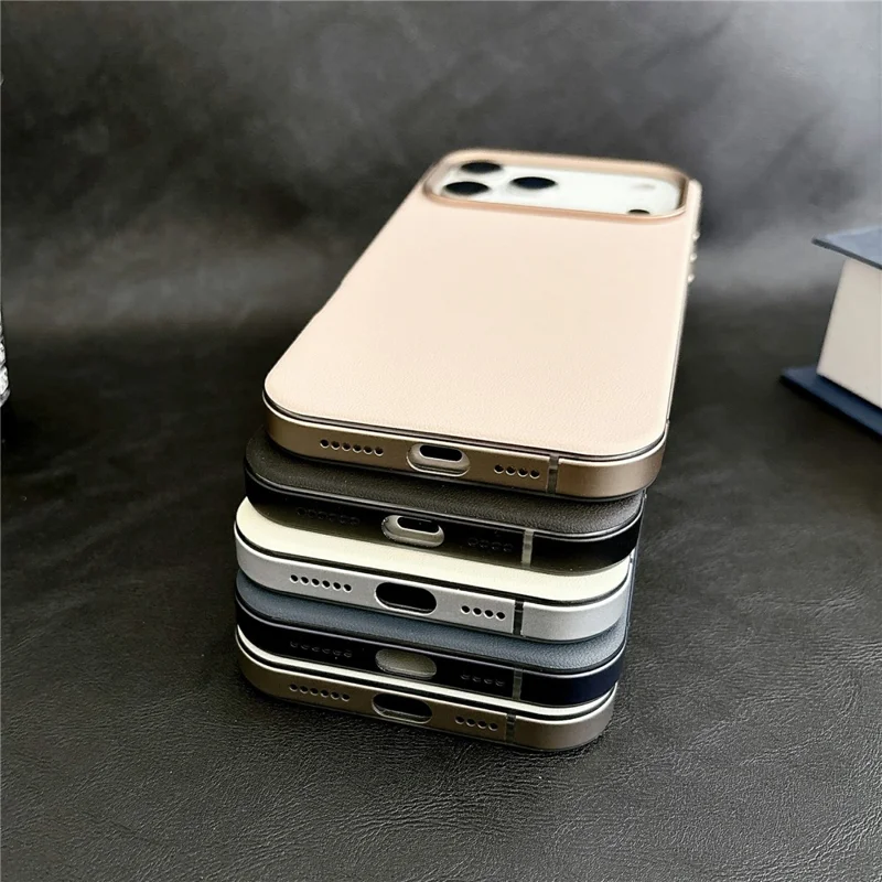 Funda magnetica per iPhone 17 Pro Max in lega di alluminio, pelle PU e TPU, compatibile con MagSafe - Grigio