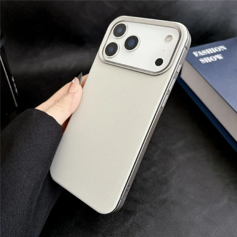 Funda magnetica per iPhone 17 Pro in lega di alluminio, pelle PU e TPU, compatibile con MagSafe - Grigio