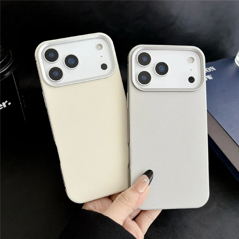 Funda magnetica per iPhone 17 Pro in lega di alluminio, pelle PU e TPU, compatibile con MagSafe - Grigio
