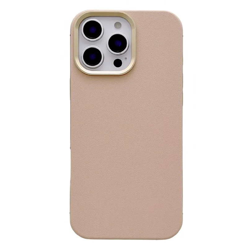 Capa Magnética para iPhone 16 Pro Max com Estrutura em Liga de Alumínio, Capa em PU e TPU, Compatível com MagSafe - Dourado