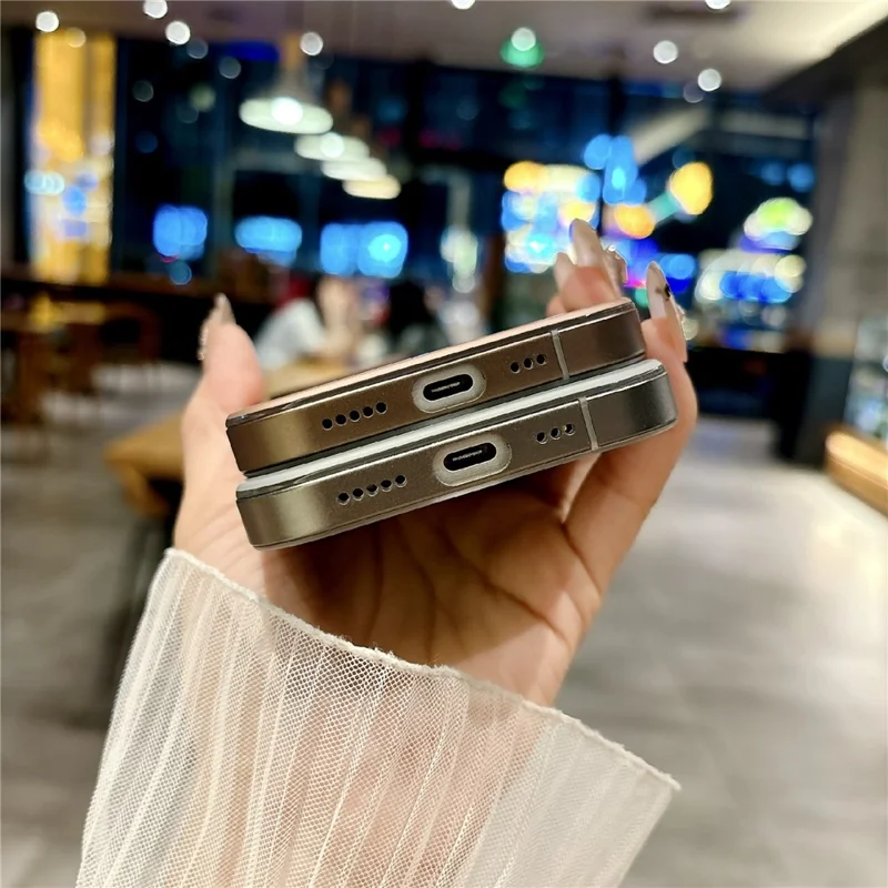For iPhone 16 Pro Max Magnetic Case CD Veins Aluminum Alloy TPU PC Phone Cover Compatible with MagSafe - Desert Gold