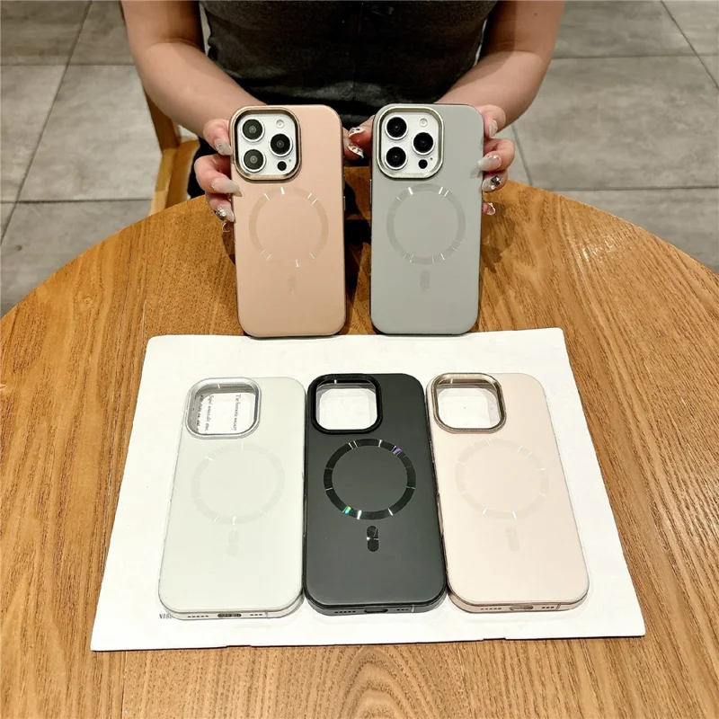 For iPhone 16 Pro Max Magnetic Case CD Veins Aluminum Alloy TPU PC Phone Cover Compatible with MagSafe - Desert Gold