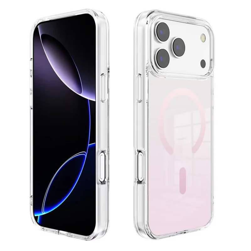 For iPhone 17 Pro Magnetic Case Gradient Color TPU PC Phone Cover Compatible with MagSafe - Pink