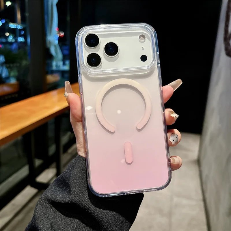 For iPhone 17 Pro Magnetic Case Gradient Color TPU PC Phone Cover Compatible with MagSafe - Pink