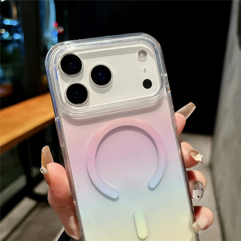 For iPhone 17 Pro Magnetic Case Gradient Color TPU PC Phone Cover Compatible with MagSafe - Pink