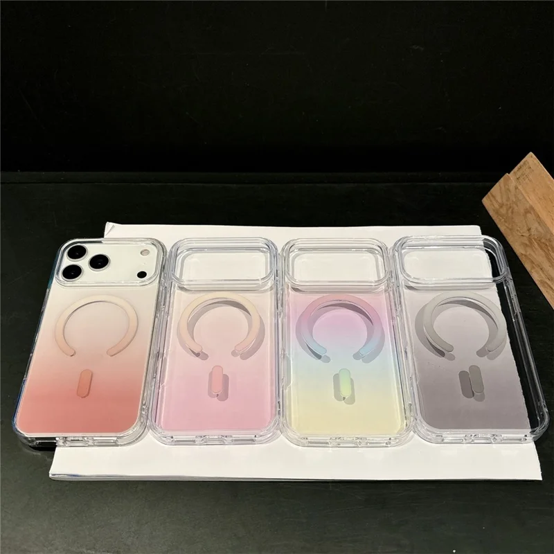 For iPhone 17 Pro Magnetic Case Gradient Color TPU PC Phone Cover Compatible with MagSafe - Pink