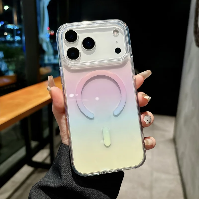Coque magnétique pour iPhone 17 Pro Max, coque transparente TPU/PC avec effet dégradé, compatible MagSafe - Coloré