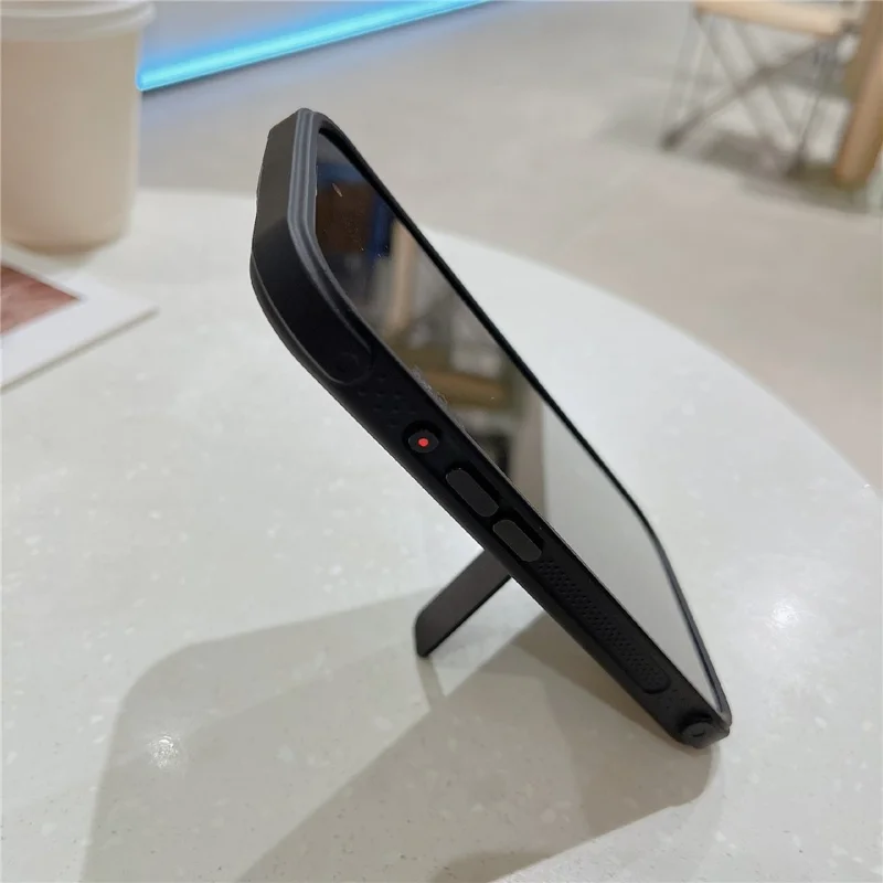 For iPhone 16 Pro Magnetic Phone Case Skin Feel PC TPU Protective Cover Compatible with MagSafe with Kickstand - Black