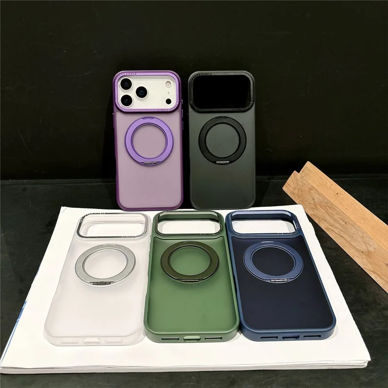 For iPhone 17 Pro Case Compatible with MagSafe 360 Degree Rotation Kickstand PC + TPU Skin Touch Phone Cover - Green