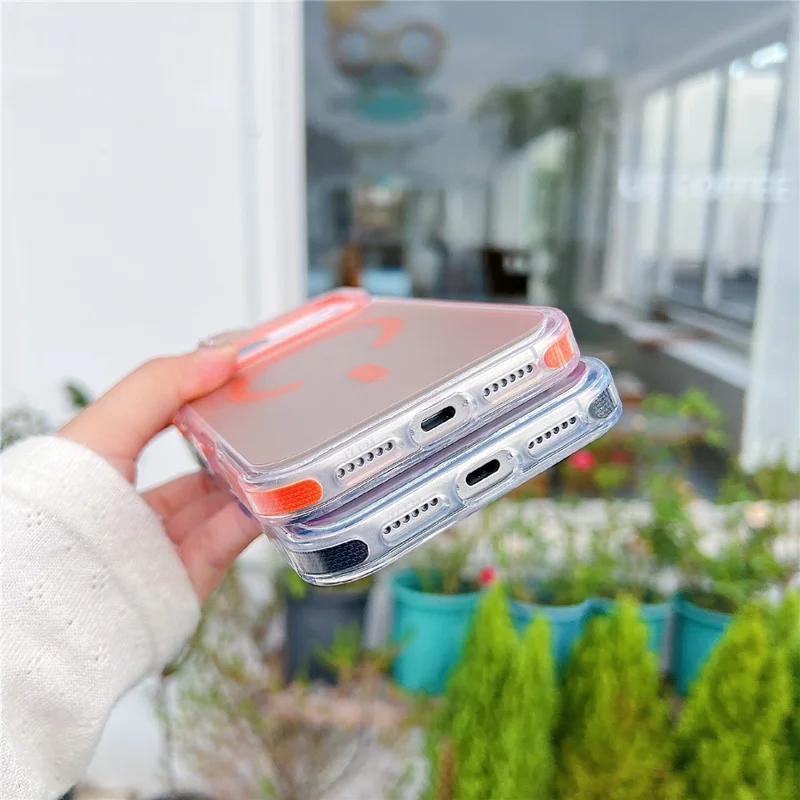 For iPhone 17 Pro Magnetic Case Laser Color Changing PC TPU Phone Protection Cover Compatible with MagSafe - Orange