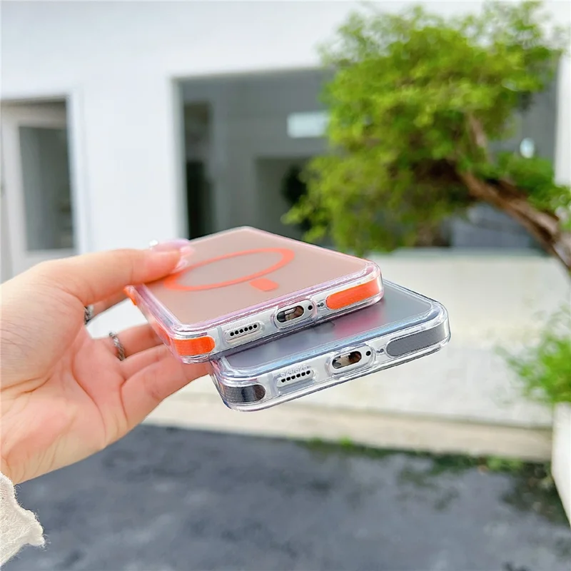For Samsung Galaxy S26 Magnetic Case Laser Color Changing PC TPU Phone Protection Cover - Orange