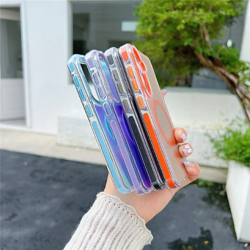 For Samsung Galaxy S26+ Magnetic Case Laser Color Changing PC TPU Phone Protection Cover - Orange